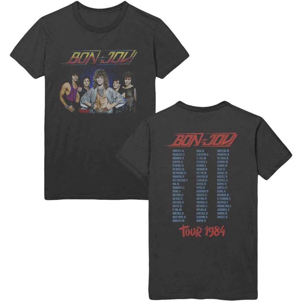 Bon Jovi - Tour '84 Heren Tshirt - Zwart
